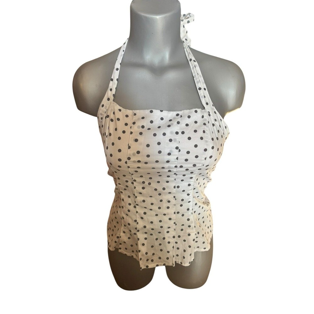 Hollister Polka dot halter top XS white with black